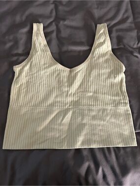 Ribbed V-Neck Crop Tank — Light Sage Green